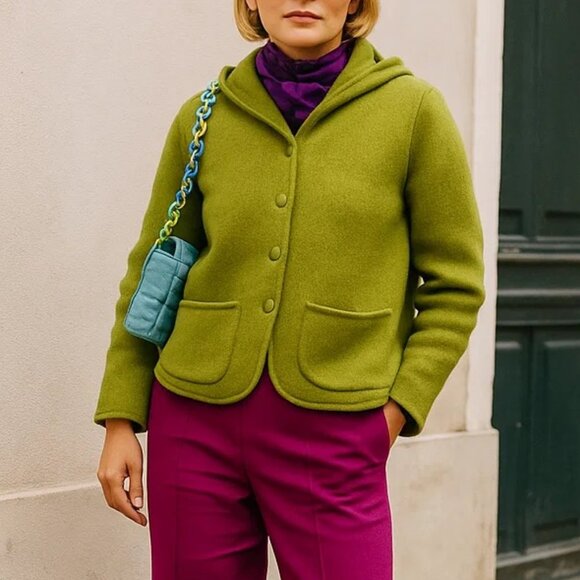 Eileen Fisher Lambswool Cotton Cardigan Sweater Knit Light Coat Jacket Oversized - Picture 3 of 10